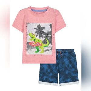 Andy & Evan New With Tags 6-9 Month Gone Surfing T-Rex Crewneck Tee & Shorts Set
